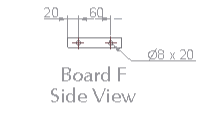 Holes positions on Board F to DIY Bookshelf with white chipboard boards