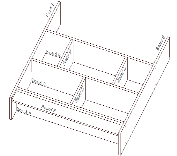 2x Board E and Board F assembled - DIY Bookshelf with white chipboard boards