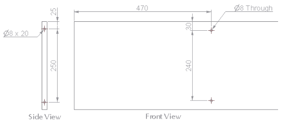 Holes positions on Board A to DIY Bookshelf with white chipboard boards